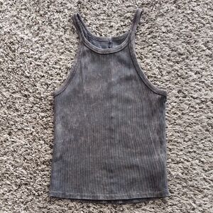 Anthropologie Gray Ribbed Fitted Tank Top